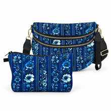Load image into Gallery viewer, Bundled Set - Roni & Pouch - Blue Floral Stripe
