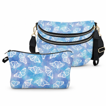Load image into Gallery viewer, Bundled Set - Roni & Pouch - Butterfly Blue Purple Watercolor