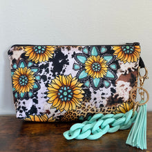 Load image into Gallery viewer, Pouch - Floral Sunflower, Turquoise