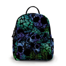 Load image into Gallery viewer, Mini Backpack - Halloween Blue Green Skull