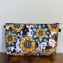 Load image into Gallery viewer, Pouch - Floral Sunflower, Turquoise