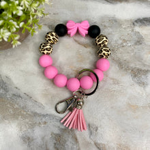 Load image into Gallery viewer, Silicone Bracelet Keychain - Pink Bow
