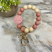 Load image into Gallery viewer, Silicone Bracelet Keychain - Religious, Faith Over Fear #1
