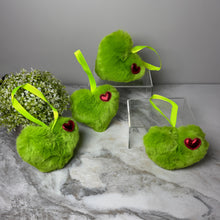 Load image into Gallery viewer, Keychain / Ornament - Fuzzy Pom Pom - Christmas Green Heart
