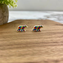 Load image into Gallery viewer, Acrylic Stud Earrings - Autism Awareness - Bear Puzzle
