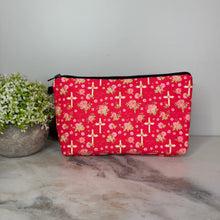 Load image into Gallery viewer, Pouch - Religious Pink Floral Cross
