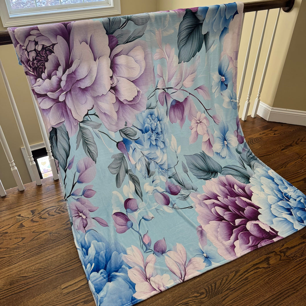 Blanket - Floral Purple Blue