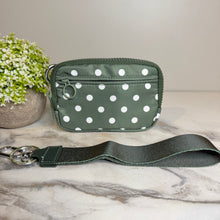 Load image into Gallery viewer, Rue - Nylon Wristlet Wallet - Olive Polka Dot
