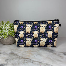 Load image into Gallery viewer, Pouch - Highland Cow Purple Floral

