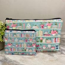 Load image into Gallery viewer, Pouch &amp; Mini Pouch Bundled Set - Mint Floral Bookcase
