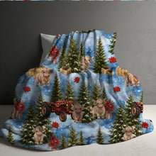 Load image into Gallery viewer, Blanket Christmas #35 - Farm Tree Highland Cow - PREORDER
