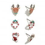 3 Piece Christmas Stud Earring Set