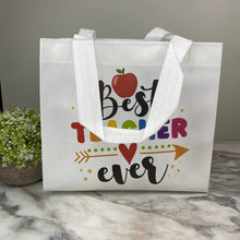 Load image into Gallery viewer, Reusable Tote Bag - Teacher - Best Teacher Ever on White
