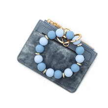Load image into Gallery viewer, Denim Suede Bracelet Keychain &amp; Card Holder Wallet - PREORDER 9/18-9/21
