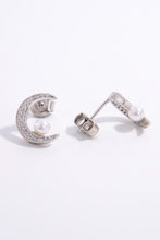 Load image into Gallery viewer, 925 Sterling Silver Zircon Moon Shape Earrings
