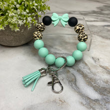 Load image into Gallery viewer, Silicone Bracelet Keychain - Mint Bow
