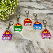 Load image into Gallery viewer, Keychain - Clear Dumpster Fire Mix
