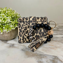 Load image into Gallery viewer, Silicone Bracelet Keychain with Scalloped Card Holder - Canvas Animal Print
