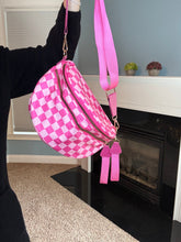 Load image into Gallery viewer, The Roni Nylon Crossbody - Checkered Hot Pink
