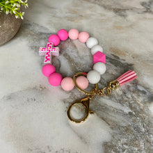Load image into Gallery viewer, Silicone Bracelet Keychain - Cross - Hot Pink
