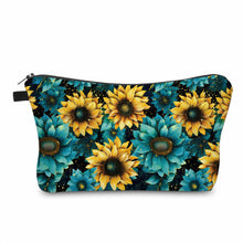 Load image into Gallery viewer, Pouch - Floral, Sunflower Teal &amp; Yellow
