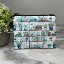 Load image into Gallery viewer, Mini Pouch - Book Shelves Mint White Plants
