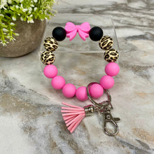 Load image into Gallery viewer, Silicone Bracelet Keychain - Pink Bow

