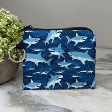 Load image into Gallery viewer, Mini Pouch - Sharks On Blue
