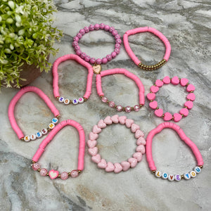 Bracelet - Clay + Bead - Valentine’s Pink Mix