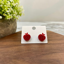 Load image into Gallery viewer, Acrylic Stud Earrings - Glitter Apple Teacher School
