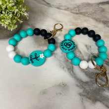 Load image into Gallery viewer, Silicone Bracelet Keychain - Mom Adult Fuck - Teal
