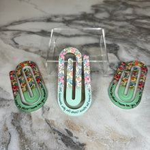 Load image into Gallery viewer, Jumbo Paperclip - Mint Religious Floral
