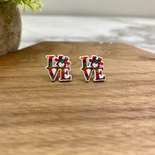 Load image into Gallery viewer, Acrylic Stud Earrings - Autism Awareness - Love Puzzle
