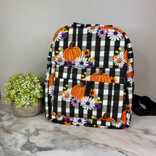 Load image into Gallery viewer, Mini Backpack - Halloween - Plaid Pumpkin Floral
