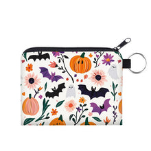 Load image into Gallery viewer, Mini Pouch - Halloween Fall - White Pumpkin Bat
