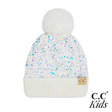 Load image into Gallery viewer, C.C. Kids Sequin Fur Pom Beanie
