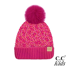 Load image into Gallery viewer, C.C. Kids Sequin Fur Pom Beanie
