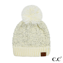 Load image into Gallery viewer, C.C. Sequin Cuff Pom Beanie
