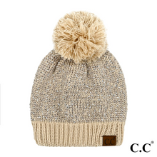 Load image into Gallery viewer, C.C. Sequin Cuff Pom Beanie
