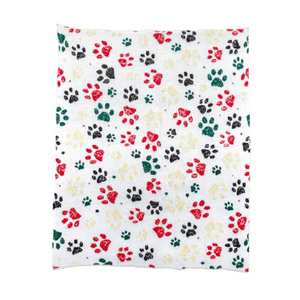 Super Soft Paw Print Brushed Poly Microfiber Throw Blanket - Christmas
