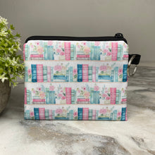 Load image into Gallery viewer, Mini Pouch - Books Blue Mint Pink Floral Shelves
