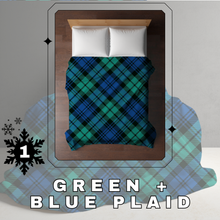 Load image into Gallery viewer, Blanket Christmas #1 - Green + Blue Plaid - PREORDER
