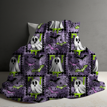 Load image into Gallery viewer, Blanket Halloween #22 - Purple Frame Ghosts - PREORDER ends 7/25

