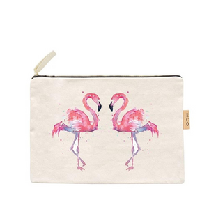 Flamingo Canvas Zipper Pouch