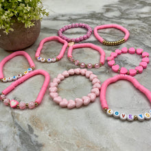 Load image into Gallery viewer, Bracelet - Clay + Bead - Valentine’s Pink Mix
