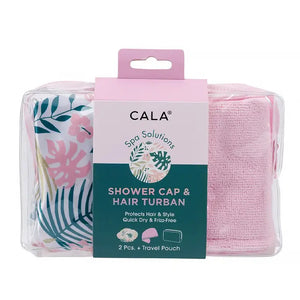 CALA Spa Solution Shower Cap & Hair Turban - Peachy