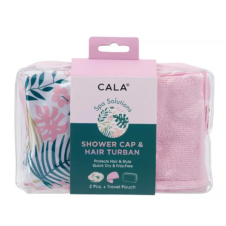 CALA Spa Solution Shower Cap & Hair Turban - Peachy