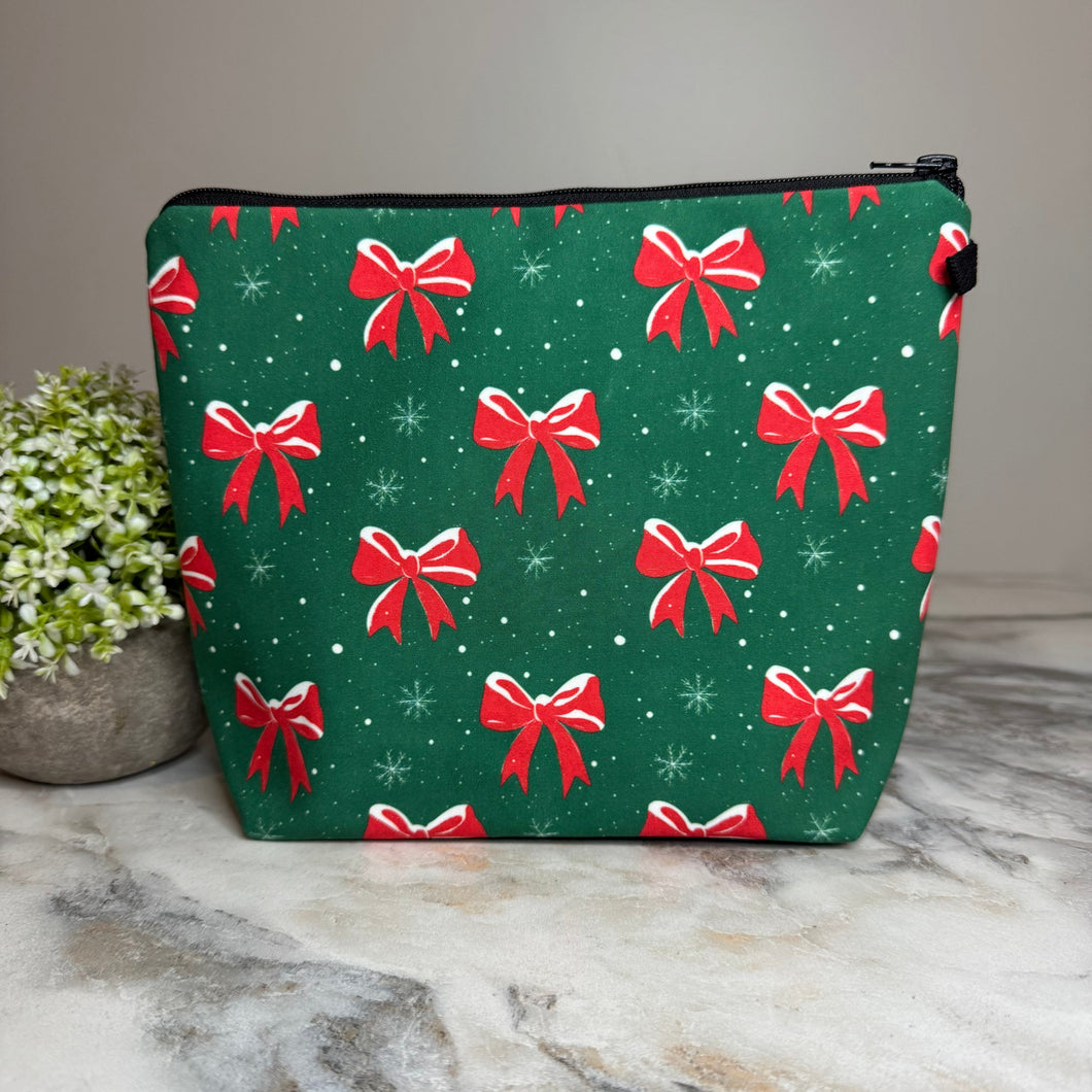 Pouch XL - Christmas Green Bow