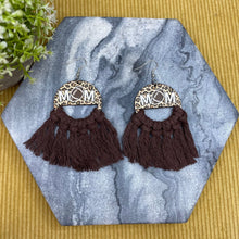 Load image into Gallery viewer, Wood &amp; Macrame Earrings - Half Football Mom
