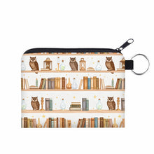 Load image into Gallery viewer, Mini Pouch - Book Owl Bookshelf

